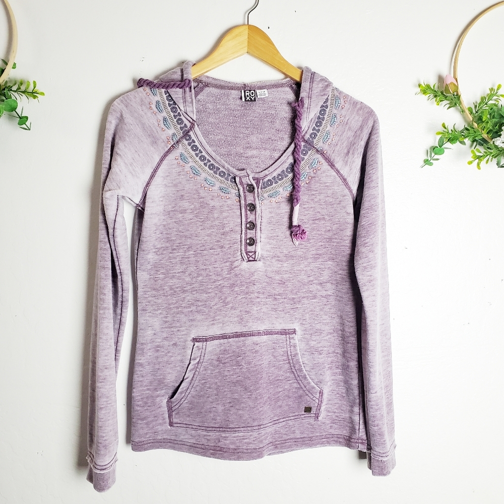 ROXY distressed purple sweater hoodie S
